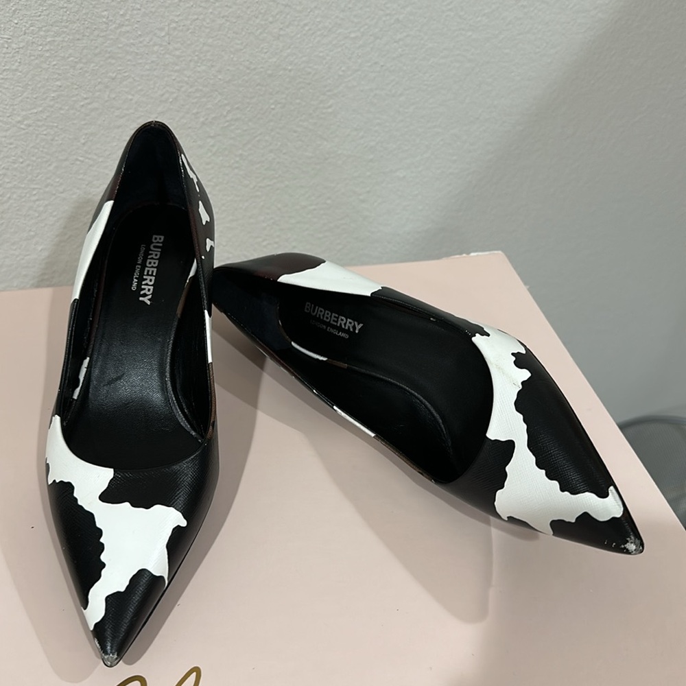BURBERRY aubri animal print pumps heels pointed toe cow printed authentic - Picture 7 of 7